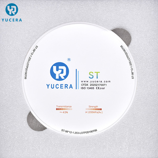 Yucera Fabrieksprijs Tandheelkundige Super Translucente ST 98mm 95mm Witte Blok Keramische Schijf voor Cad Cam Systeem 5-assige Freesmachine