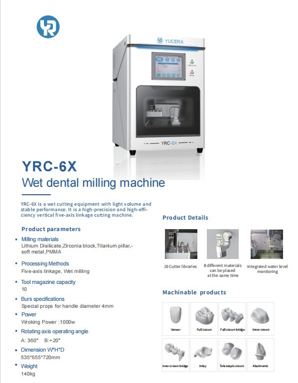 YRC-6X 5-Axis Dental Wet Milling Machine High Precision Veneer Full Crown