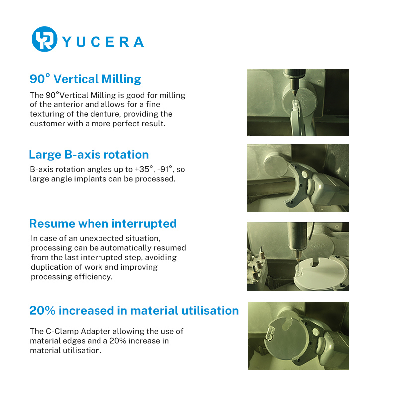 Yucera Newly Released Universal Cam Dry Lab Equipment 5 Axis Zirconia Equipments Milling Dental Milling Machine