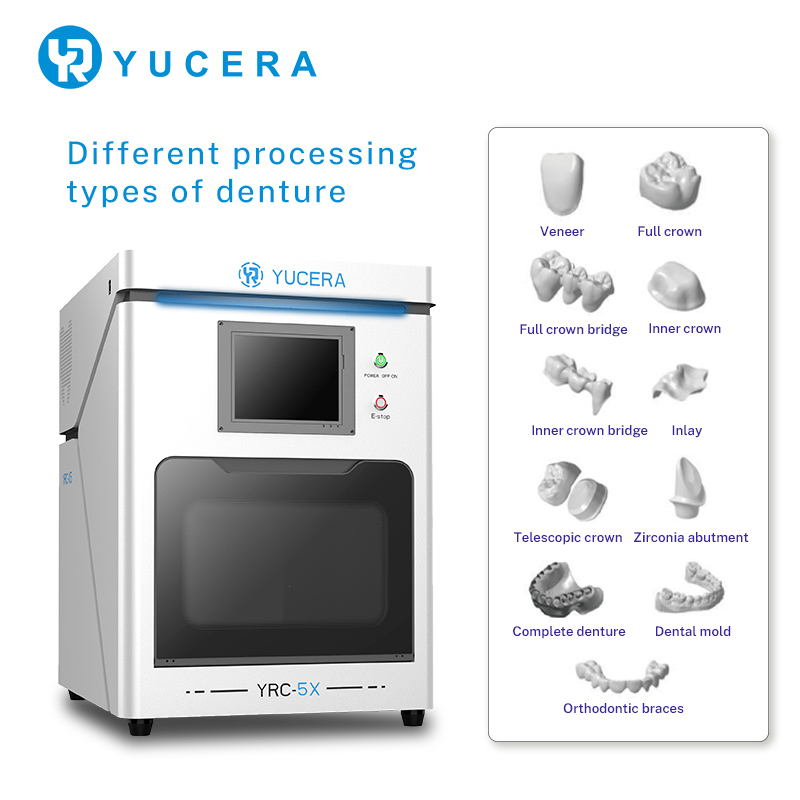 Yucera Compact Mini CNC Milling Machine Dental Lab 5 Axis CAD CAM Zirconia Metal Crowns Manufacturing