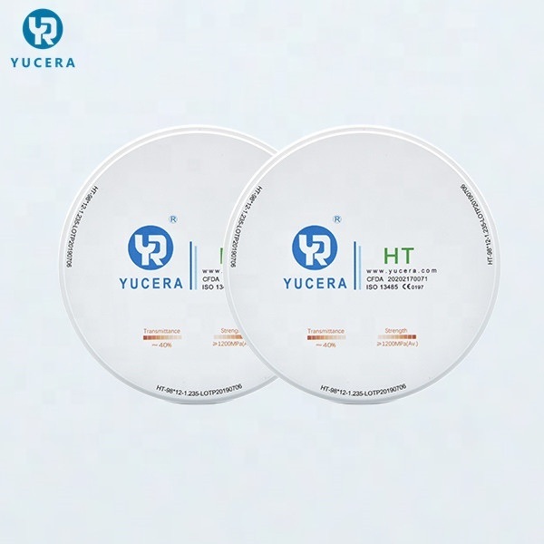 Tandheelkundige Zirkoniumoxide Schijf 98mm YUCERA HT Wit (1200MPa/45% Trans.) | Exocad/ Klaar