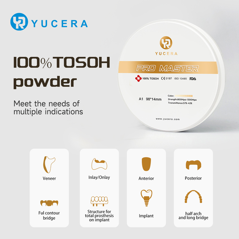 Yucera Pro Master Zirconia Keramische Blokken - Perfect voor CAD/CAM Tandheelkundige Restauraties