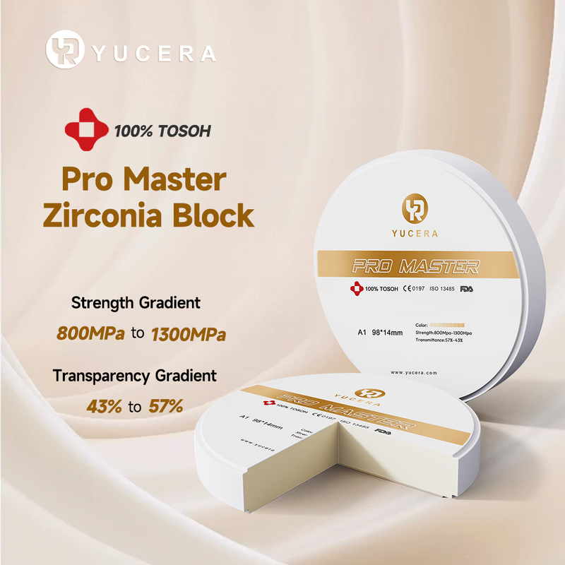 Yucera Pro Master Dental Zirconia Blokken Multilayer A1/A2/A3 Kleur voor Keramisch Laboratorium