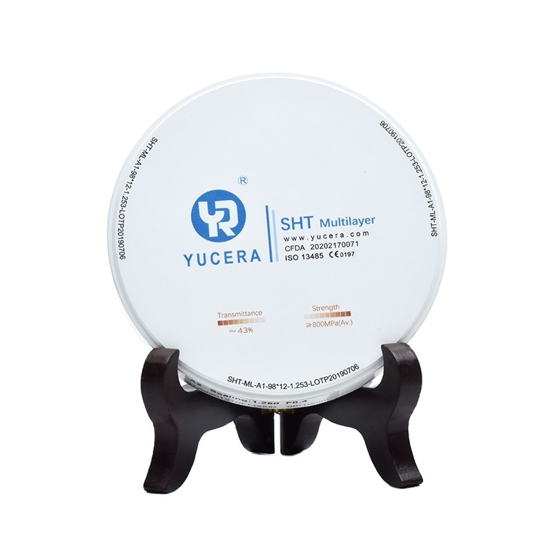 Tandheelkundige Zirkoniumoxide Schijf 98mm YUCERA ST-Multilayer (1200MPa/45-55% Trans.) | Exocad/ Klaar