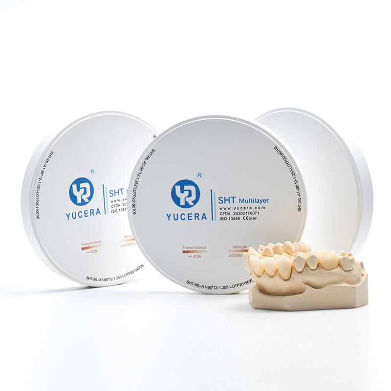 Tandheelkundige Zirkoniumoxide Schijf 98mm YUCERA ST-Multilayer (1200MPa/45-55% Trans.) | Exocad/ Klaar
