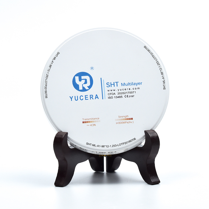 Tandheelkundige Zirkoniumoxide Schijf 98mm YUCERA ST-Multilayer (1200MPa/45-55% Trans.) | Exocad/ Klaar