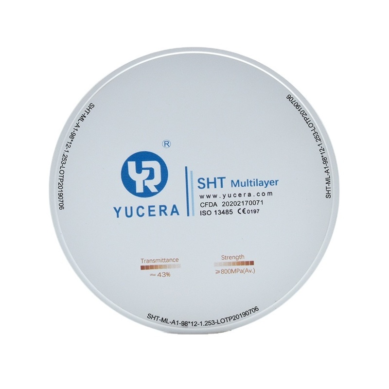 YUCERA SHT Zirkonium 46% Translucentie voor Natuurgetrouwe Facings & Kronen | 98mm Schijf