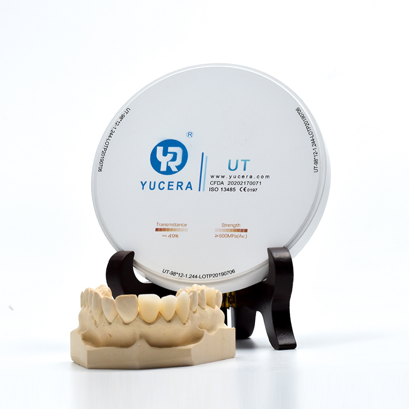 Tandheelkundige Zirkoniumoxide Schijf 98mm YUCERA UT Wit (49% Trans./600MPa) | ISO 13356 Gecertificeerd