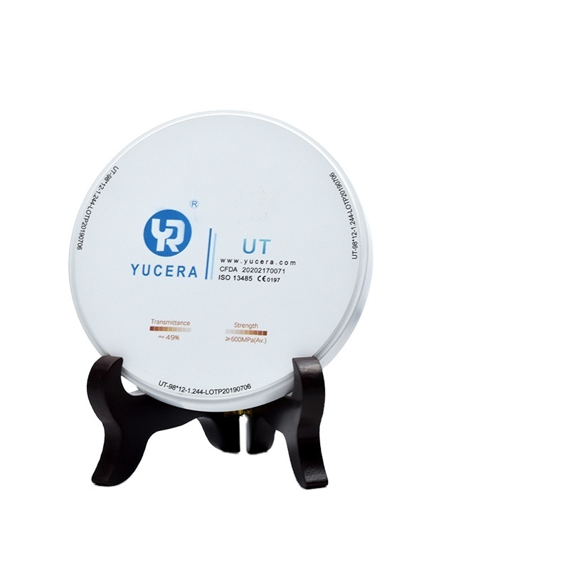 Tandheelkundige Zirkoniumoxide Schijf 98mm YUCERA UT Wit (49% Trans./600MPa) | ISO 13356 Gecertificeerd