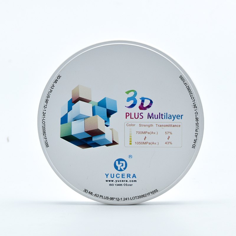 Dental Zirconia Disc 98mm YUCERA 3D Multilayer | 1050MPa/43-57% Lichtdoorlatendheid | ISO 13356 Gecertificeerd