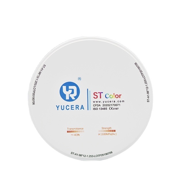 98mm Dental Zirconia Disc - YUCERA ST-Color Hoog-Trans (43%) & Hoge Sterkte (1100MPa)