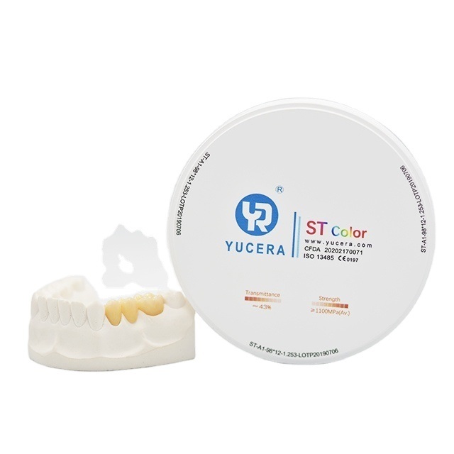 98mm Dental Zirconia Disc - YUCERA ST-Color Hoog-Trans (43%) & Hoge Sterkte (1100MPa)