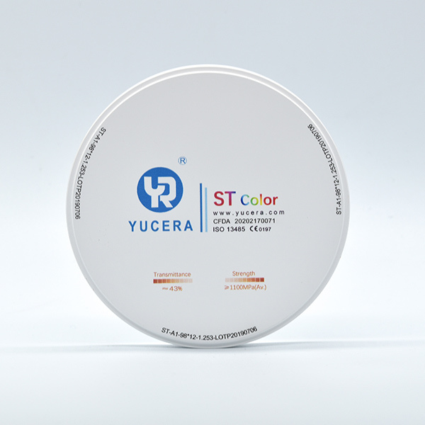98mm Dental Zirconia Disc - YUCERA ST-Color Hoog-Trans (43%) & Hoge Sterkte (1100MPa)