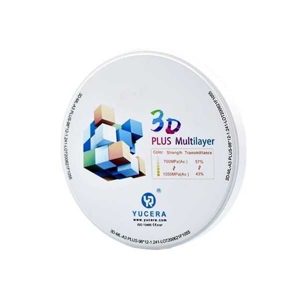 YUCERA 3D Multilayer Zirconia Disc  98mm for Lifelike Crowns & Veneers | 1050MPa Strength